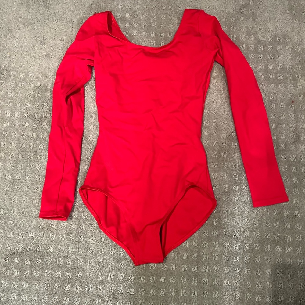 Red long sleeve leotard